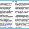      Regia Autonomã pentru Activitãţi Nucleare – în faliment, prin lichidator Euro Insol anunţã scoaterea la vânzare prin procedura licitaţiei publice cu strigare a bunurilor mobile reprezentând mijloace auto. La...